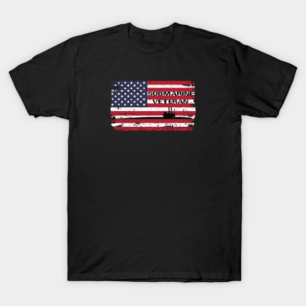 Submarine Veteran USA Stars and Stripes Flag T-Shirt by MadMando Marketplace